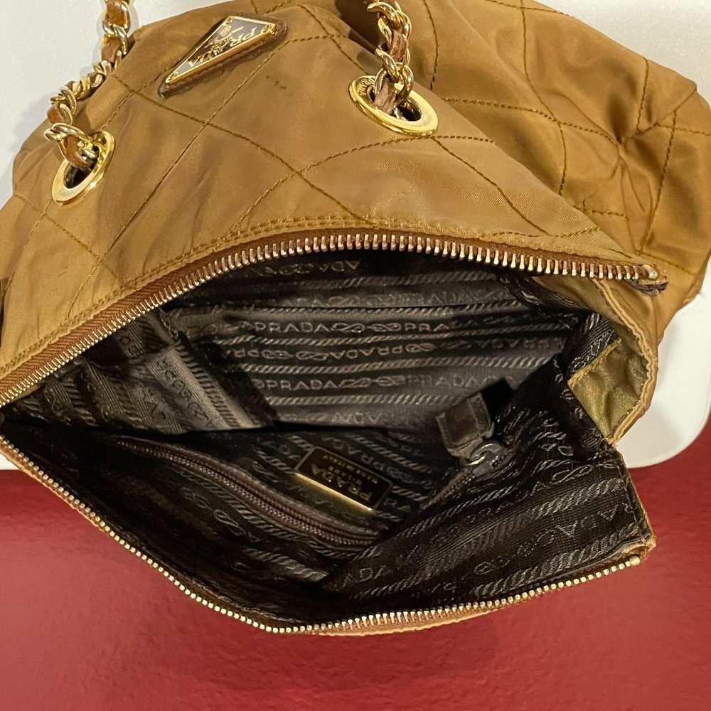 Prada Vintage Cloth Handbag; Brown - Picture 5 of 13